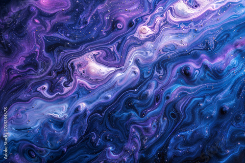 abstract purple and blue galaxy background texture, liquid paint swirls pattern