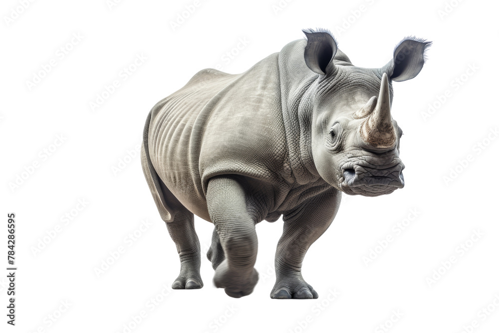 Rhino walking isolated on transparent background.