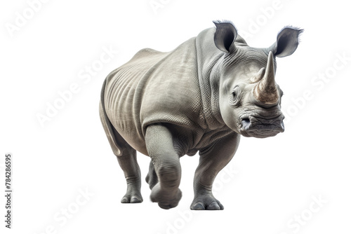 Rhino walking isolated on transparent background.