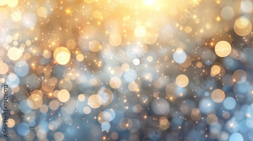 Abstract bokeh christmas lights and glitter with blue and orange tones, perfect for festive backgrounds.