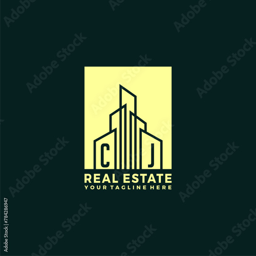 CJ initials vector luxury real estate logo design photo