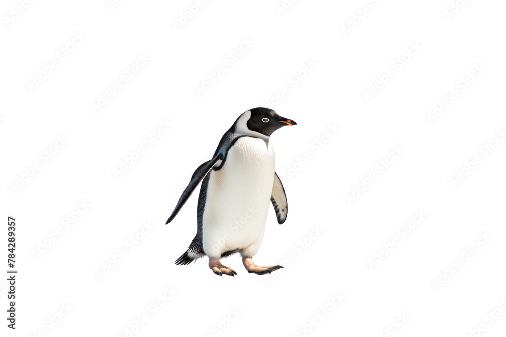 Obraz premium An adult penguin is walking, Isolated on transparent background.