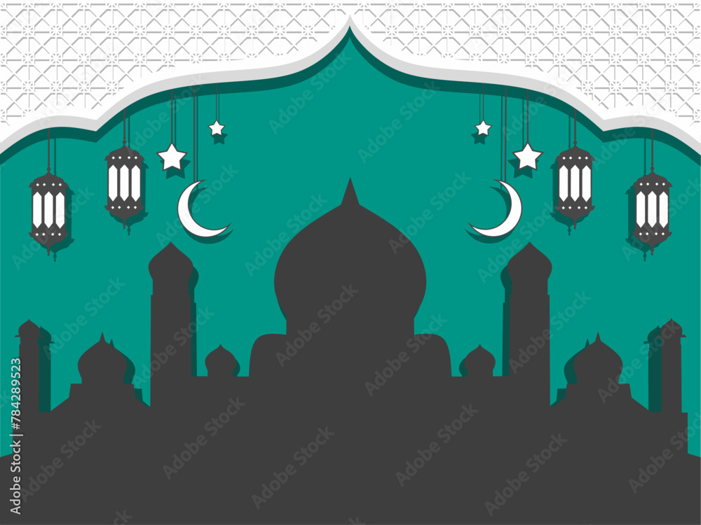 Islamic background design for greeting cards with the theme of Ramadan, Eid al-Fitr and Islamic New Year