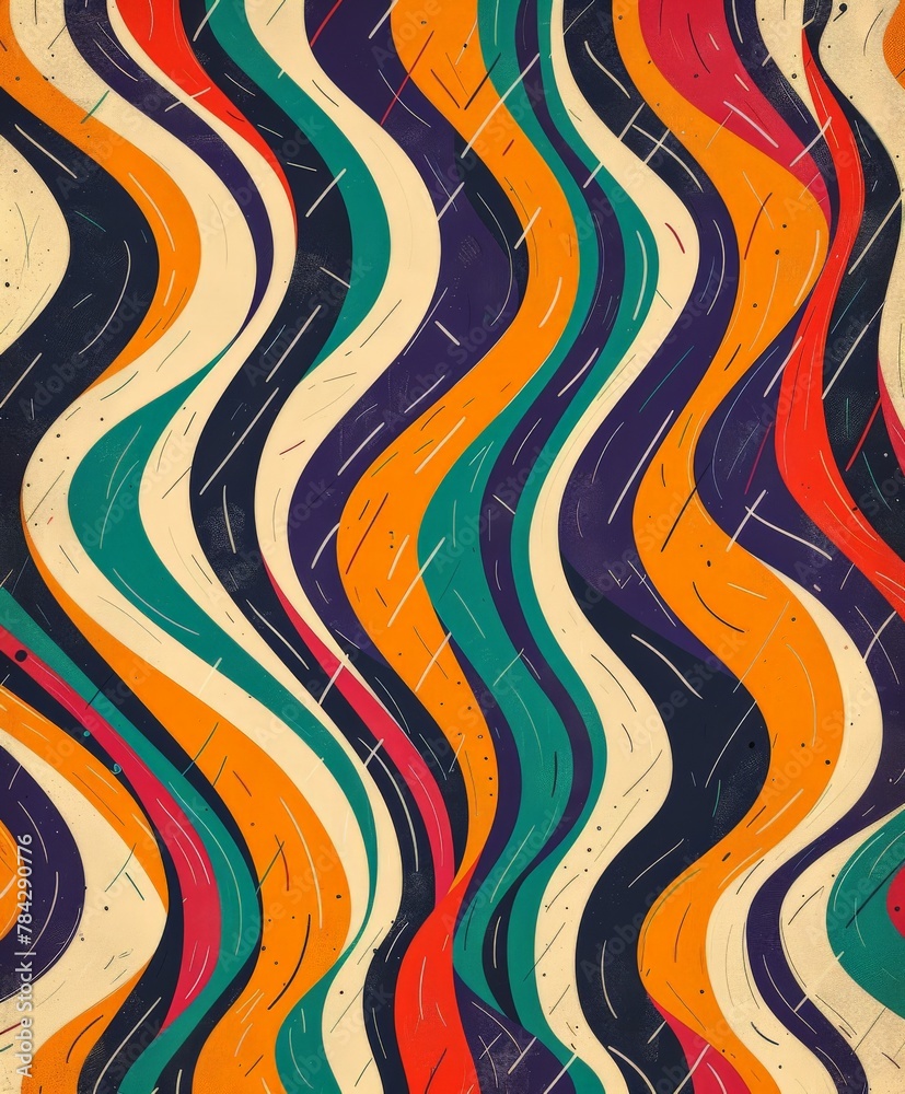 Multicolored wave pattern painting Multicolored wave pattern painting
