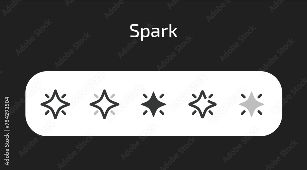 Spark AI icons in 5 different styles as vector