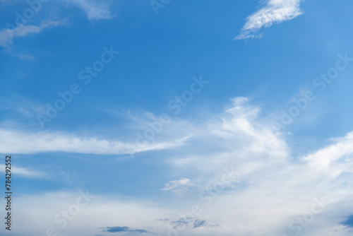 Wispy clouds in the blue sky