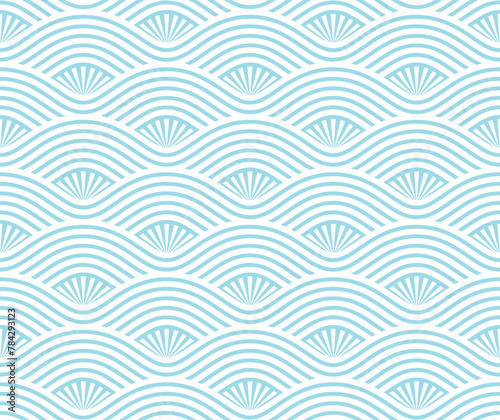 Seamless pattern with light blue waves © Northern Owl