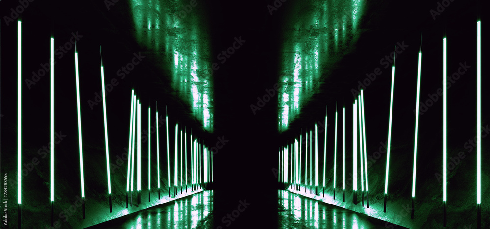 Neon Sci Fi Futuristic Neon Fluorescent Tube Lights Glowing Cyber ...