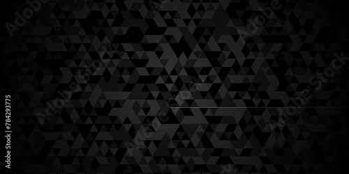 Vector geometric seamless technology gray and black triangle background. Abstract digital grid light pattern gray Polygon Mosaic triangle Background, business and corporate background. photo