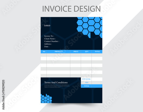 Professional invoice design for the corporate office.invoice design illustration. 