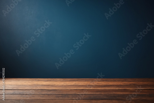 Wooden table or counter top with dark stone wall background. Perfect for product display with copy space.