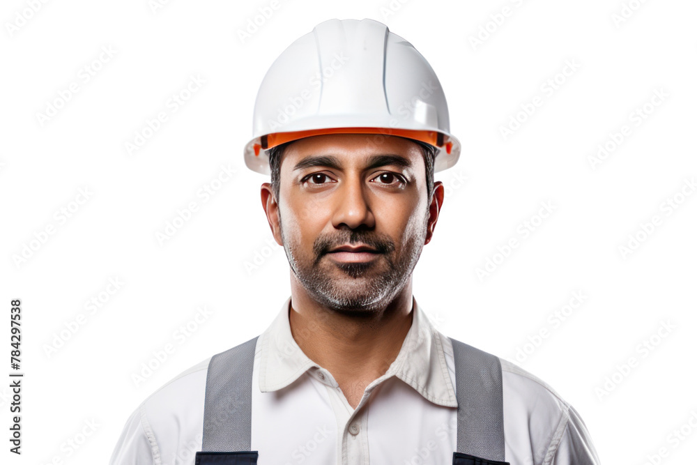 Engineer wearing white hard hat at construction site Isolated on transparent background. Engineer wearing white hard hat at construction site Isolated on transparent background.