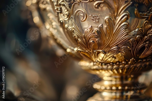 Luxurious Gold Trophy with Detailed Engravings