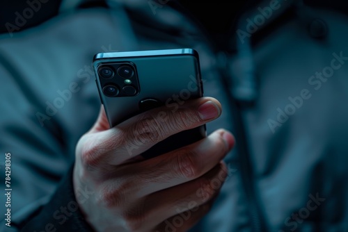 Man Holding Smartphone in Close-Up Shot