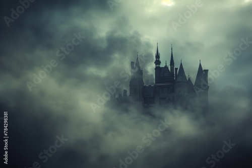 Haunted Manor Amongst Twilight Mist
