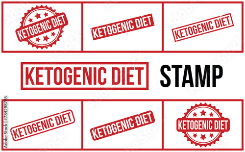 Ketogenic Diet Rubber Stamp Set Vector
