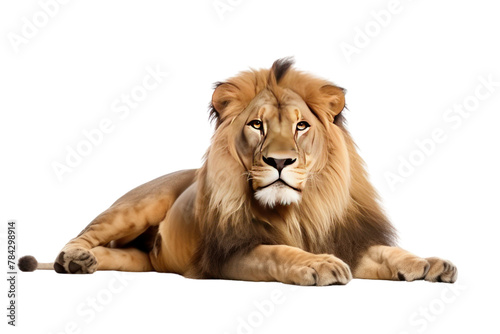 Lion is sunbathing  isolated on transparent background.