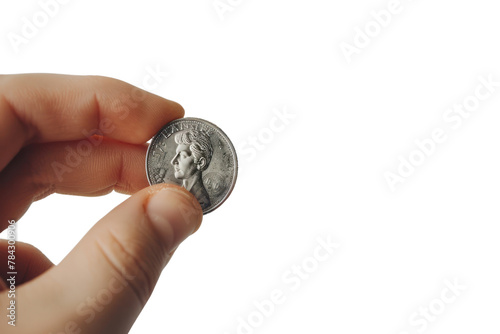 Hand holding a coin, investment symbol ,Isolated on a transparent background.