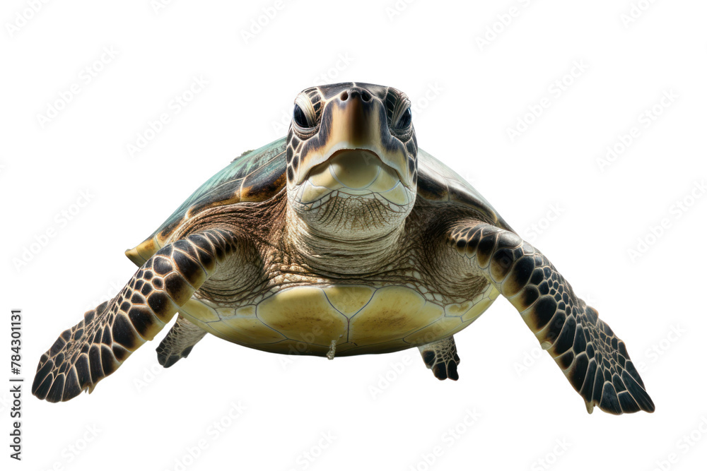 Fototapeta premium Green sea turtle swimming, isolated on transparent background.
