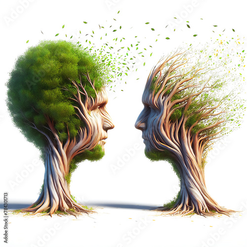 Memory loss due to dementia. The older a person gets, the less they remember. The concept of trees losing their leaves as a person loses their memory