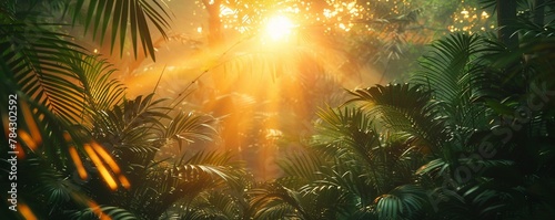 Cacophony of the Jungle  Echoes of the Rainforest  Alive with Natures Chorus  Enveloped in Lush Greenery  Photography  Golden Hour  Lens Flare