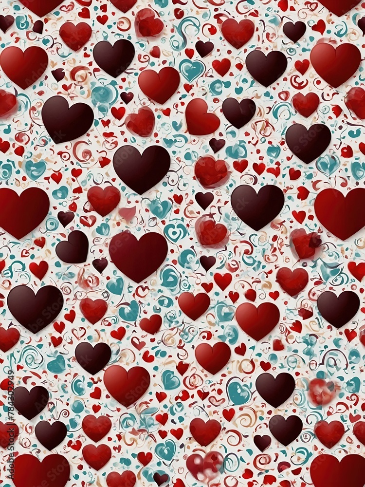 Naklejka premium Valentine's Day pattern, illustration of a heart icon, Valentine's Day concept