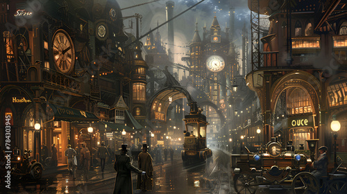 Steampunk Cityscape , generative ai