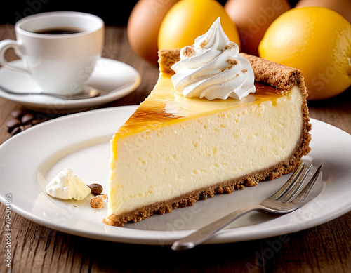 Cheesecake with cream and cookies 