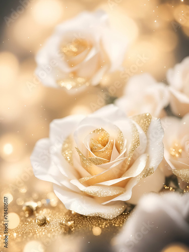 Golden glittering rose background   valentine rose