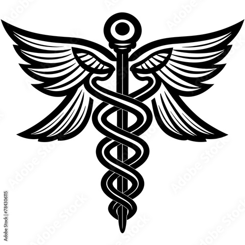 caduceus medical symbol on black background
