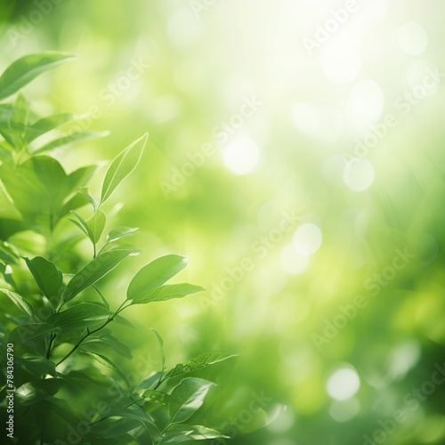 illustration of green leaf blur background nature background  Generative ai