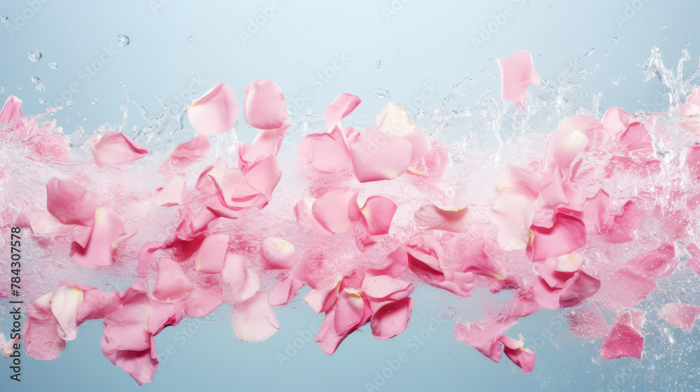 falling pink rose petals in soft color and a blur style background, first spring day falling pink rose petals in soft color and a blur style background, first spring day