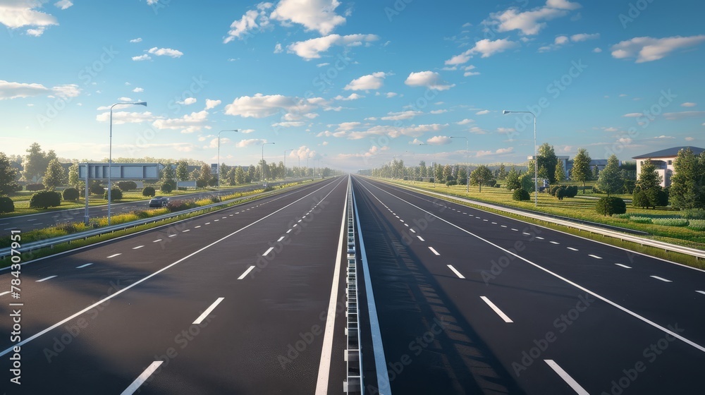 Fototapeta premium photorealistic highway on town background Generated with Ai tools