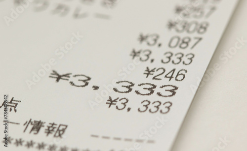 ゾロ目（￥3,333）のレシート