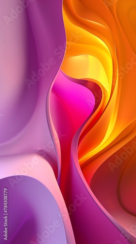 orange, purple, white, yellow, gradient curved shape white background 3d render, for banner, poster, mockup, wallpaper, high quality, aspect ratio 3:1