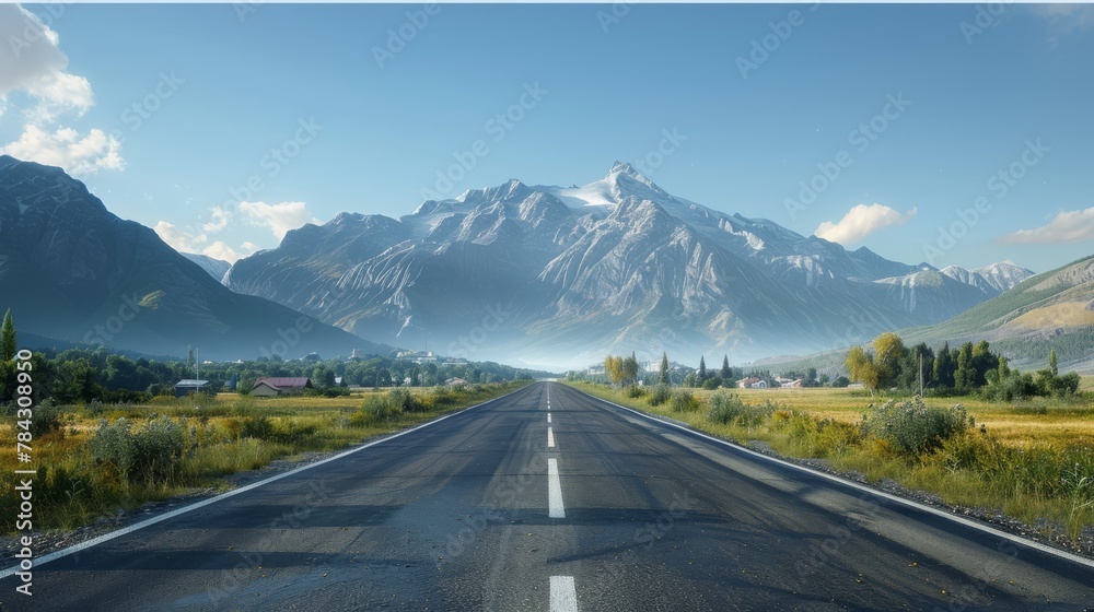 Naklejka premium photorealistic highway on town background Generated with Ai tools