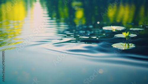 Abstract beautiful close up spring pond water. Splash screen or nature outdoor background with copy space. © vlntn