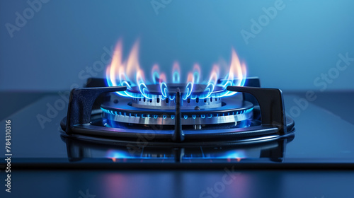 Dual Ring Gas Burner with Blue Flames, High-Efficiency Kitchen Appliance photo