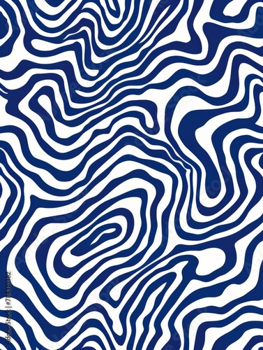 Blue and white background with wavy lines