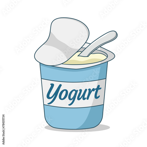 Yogurt with a spoon. vector illustration