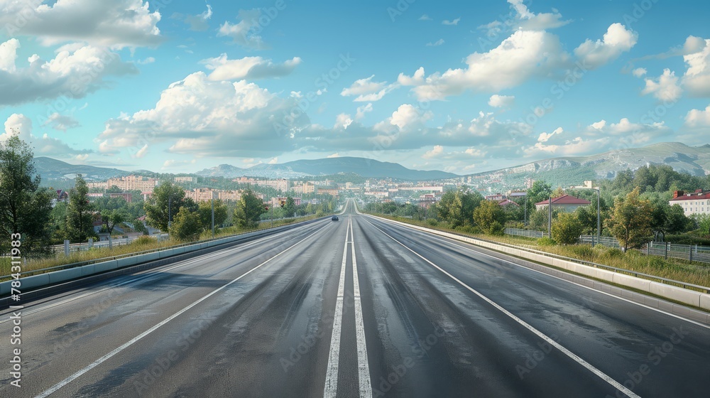 Fototapeta premium photorealistic highway on town background Generated with Ai tools