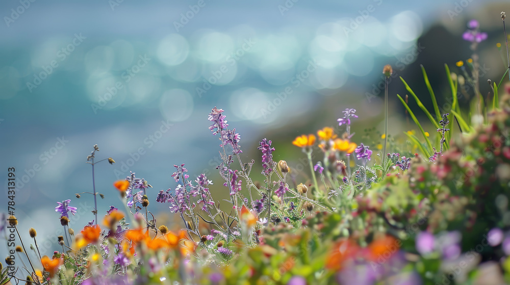 Coastal Wildflowers: A Botanical Symphony. Generative AI