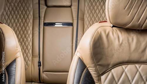 Luxury leather interior of a modern car with backrests © bahadirbermekphoto