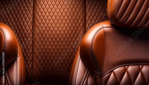 Brown leather upholstery of a luxury car