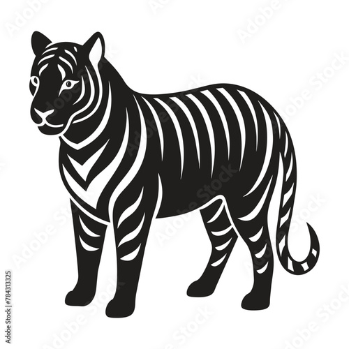 A silhouette tiger black and white logo vector clip art