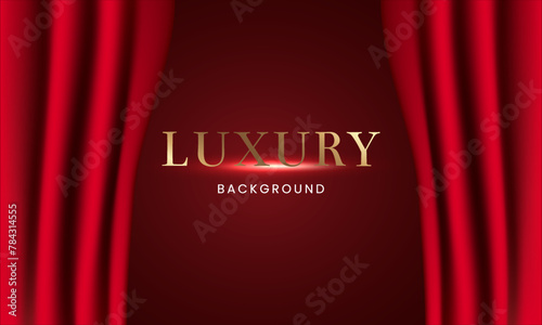 A luxurious background with a red curtain. Vector illustration..