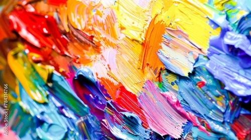 An artist s palette  alive with bold  splashy paints  each stroke on the canvas a testament to creativity s boundless realm.