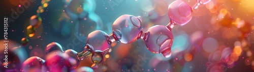 Abstract visualization of chemistry reactions Colorful atoms interact in vibrant ways, showcasing the diverse designs and properties of different elements in the realm of chemistry photo
