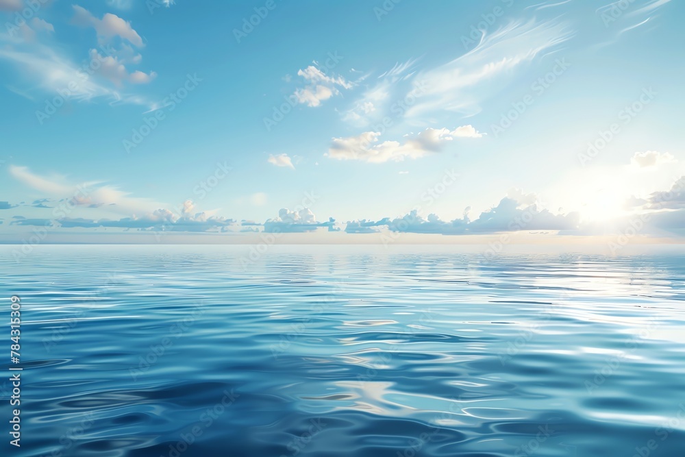 Fototapeta premium A serene ocean view, designed with top or bottom space for copy