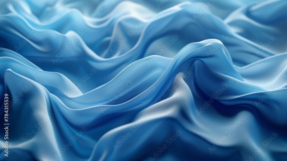 Elegant blue satin cloth waves in soft light Elegant blue satin cloth waves in soft light